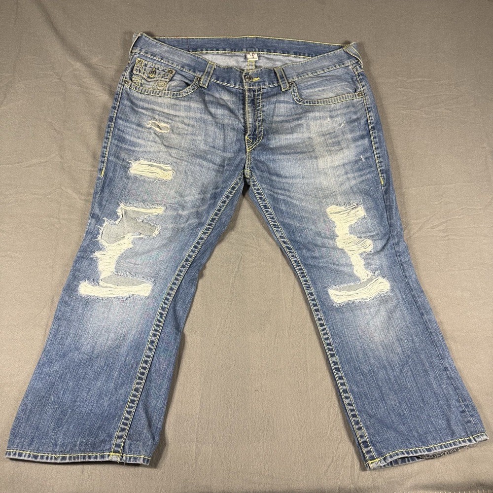 True Religion Section Straight Jeans Mens 42 Short 26 Inseam Flap Pocket